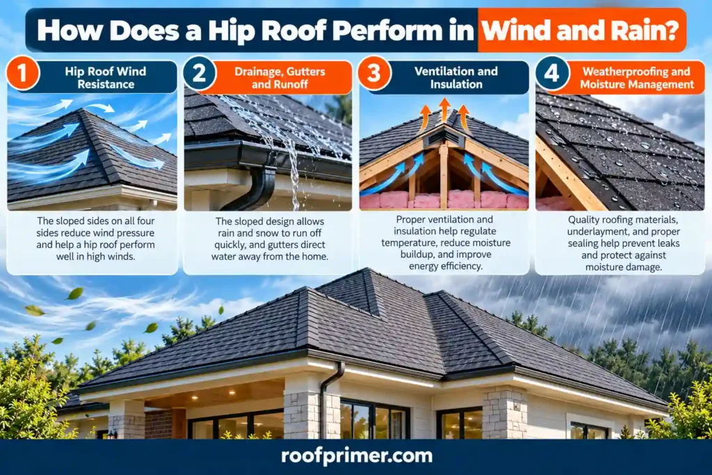 What Is a Hip Roof? Types, Parts, Pros and Cons, Costs and Design Guide 7 How a hip roof performs in wind and rain