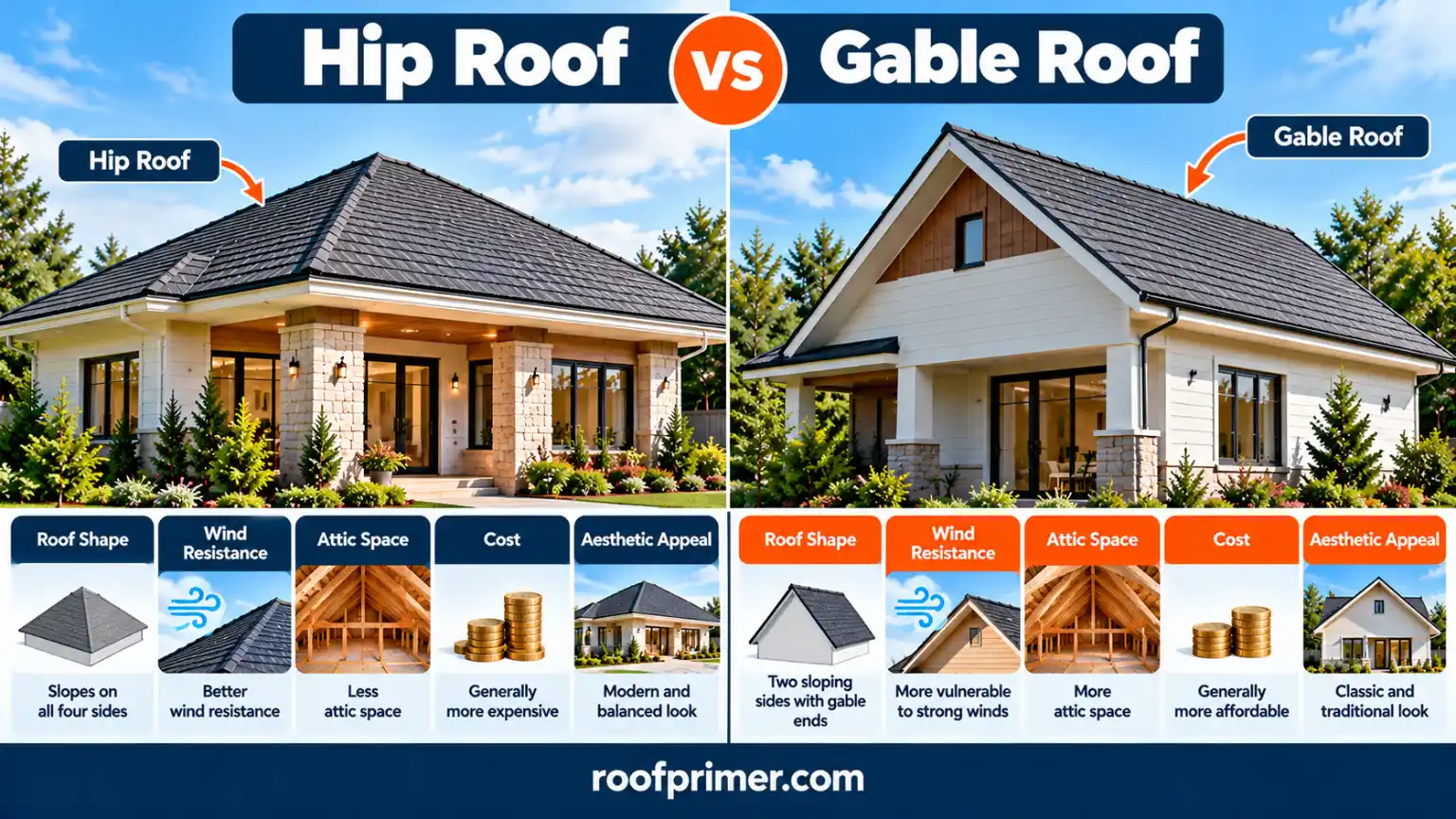 Hip Roof vs Gable Roof
