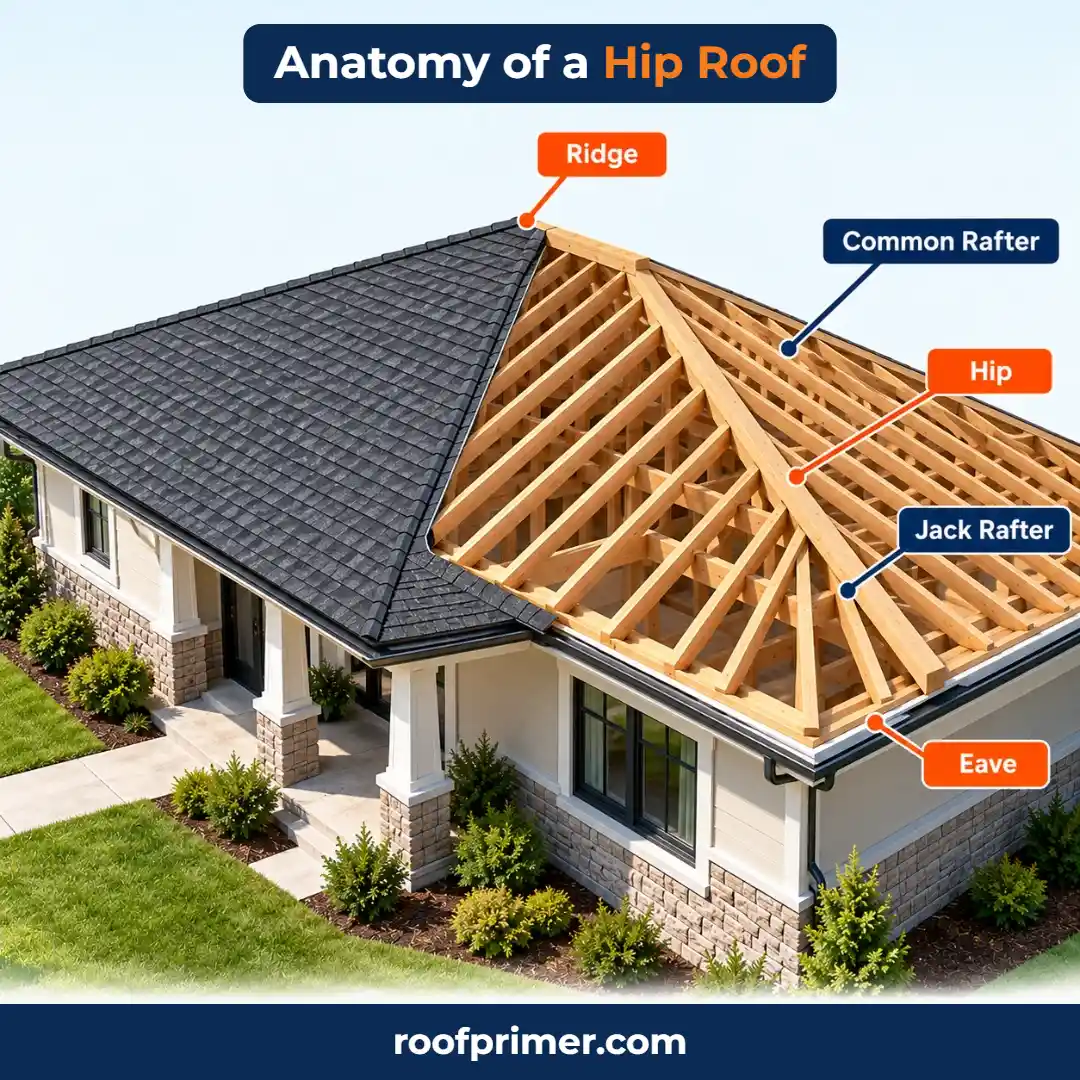 anatomy of a hip roof ridge hips rafters and eaves