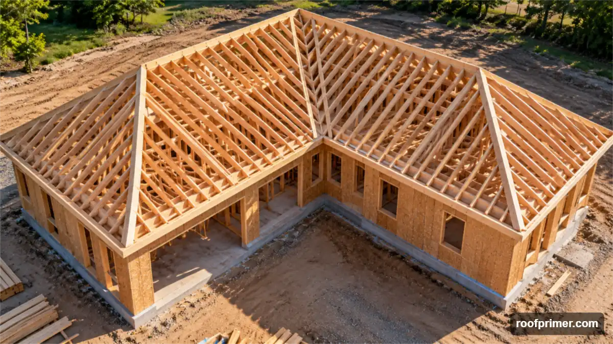 Hip Roof Framing: Diagram, Layout and Step-by-Step Construction 6 cross-hipped roof framing with valley