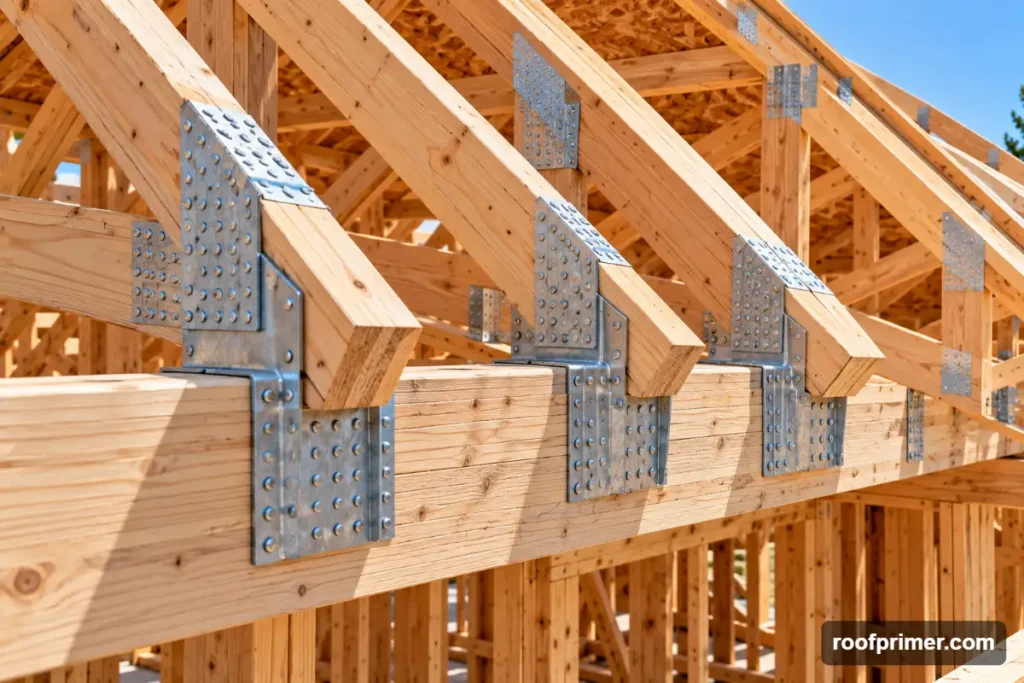 Hip Roof Trusses: Types, Structural Design, Cost and Rafters Compared 5 hip girder truss hangers holding jack trusses