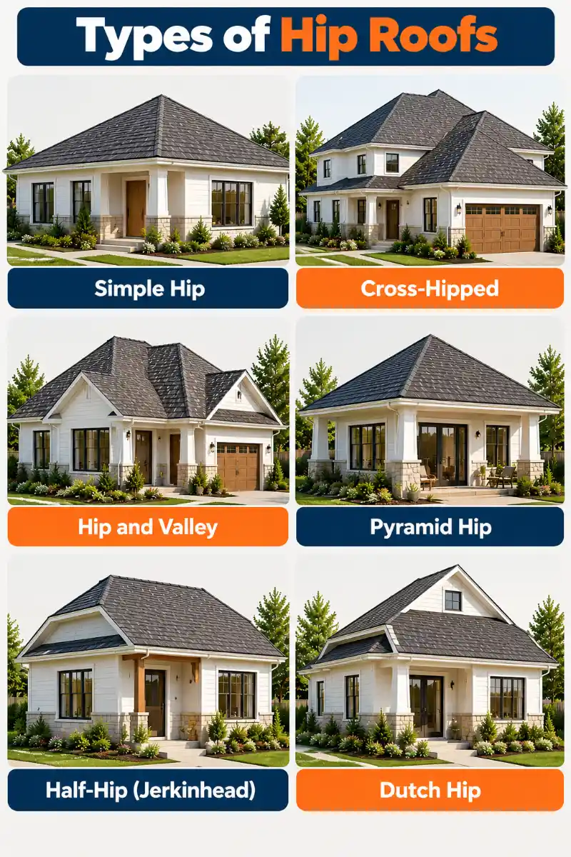 Types of Hip Roofs Infographic types of hip roofs
